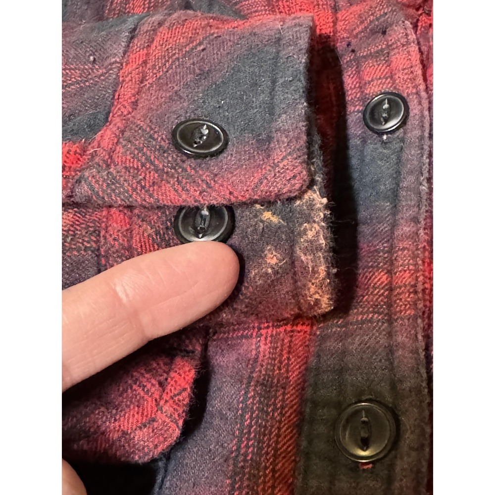 Boston Traders Shacket Mens Large Red Plaid Sherpa Lined Hooded Flannel Jacket - Picture 5 of 12